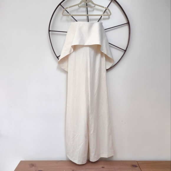 Solace London Cadenza Ivory wide leg draped ruffle jumpsuit 2 $580 - Picture 2 of 9
